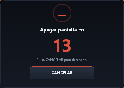 Countdown notice with 15 seconds and a CANCEL button