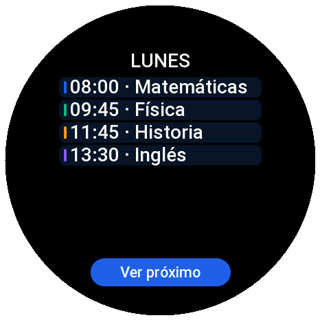 Reloj redondo · vista Día