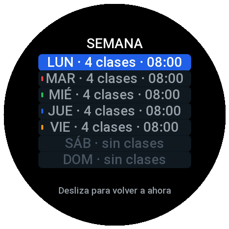Reloj redondo · vista Semana