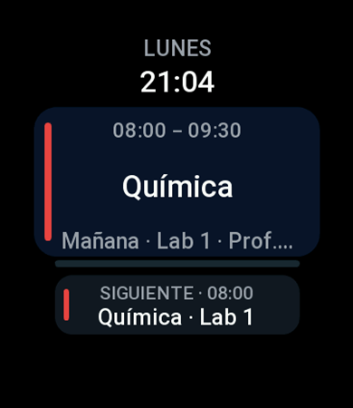 Reloj cuadrado · vista Ahora